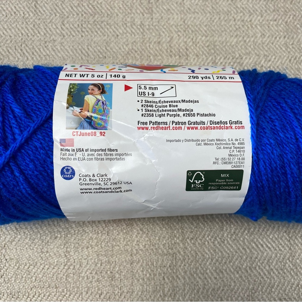 RED HEART•Kids Blue Yarn•Vintage - Picture 3 of 5
